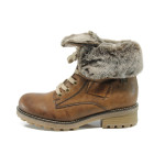 Кафяви дамски боти, здрава еко-кожа - всекидневни обувки за есента и зимата N 10009331