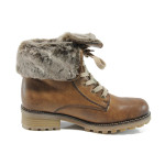 Кафяви дамски боти, здрава еко-кожа - всекидневни обувки за есента и зимата N 10009331