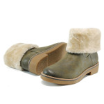 Зелени дамски боти, здрава еко-кожа - всекидневни обувки за есента и зимата N 10009367