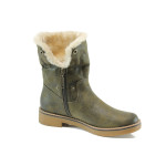 Зелени дамски боти, здрава еко-кожа - всекидневни обувки за есента и зимата N 10009367