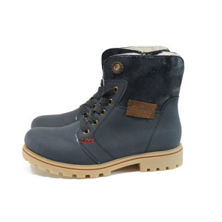 Сини дамски боти, здрава еко-кожа - ежедневни обувки за есента и зимата N 10009353