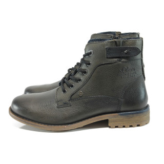 Сиви мъжки боти, естествена кожа - ежедневни обувки за есента и зимата N 10009355