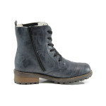 Сини дамски боти, здрава еко-кожа - ежедневни обувки за есента и зимата N 10009357