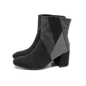 Черни дамски боти с мемори пяна, качествен еко-велур - всекидневни обувки за есента и зимата N 10009370