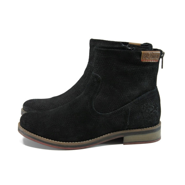 Черни дамски боти, естествен велур - всекидневни обувки за есента и зимата N 10009372