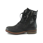 Черни дамски боти, естествена кожа и текстилна материя - всекидневни обувки за есента и зимата N 10009373