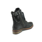 Черни дамски боти, естествена кожа и текстилна материя - всекидневни обувки за есента и зимата N 10009373