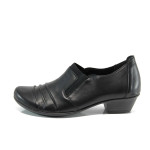 Черни анатомични дамски обувки със среден ток, естествена кожа - всекидневни обувки за есента и зимата N 10009400