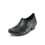 Черни анатомични дамски обувки със среден ток, естествена кожа - всекидневни обувки за есента и зимата N 10009400