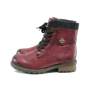 Винени дамски боти, здрава еко-кожа - всекидневни обувки за есента и зимата N 10009402