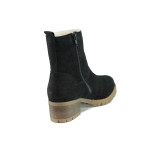 Черни дамски боти, естествен набук - всекидневни обувки за есента и зимата N 10009403
