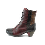 Винени дамски боти, естествена кожа - всекидневни обувки за есента и зимата N 10009459