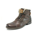 Тъмнокафяви мъжки боти, естествена кожа - всекидневни обувки за есента и зимата N 10009476