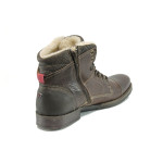 Тъмнокафяви мъжки боти, естествена кожа - всекидневни обувки за есента и зимата N 10009476