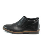 Черни мъжки боти, естествена кожа - всекидневни обувки за есента и зимата N 10009508