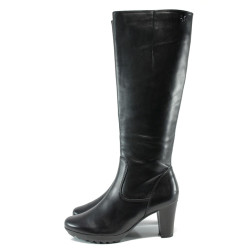 Черни дамски ботуши, естествена кожа - всекидневни обувки за есента и зимата N 10009537