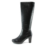 Черни дамски ботуши, естествена кожа - всекидневни обувки за есента и зимата N 10009537