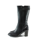 Черни дамски ботуши, естествена кожа - всекидневни обувки за есента и зимата N 10009555