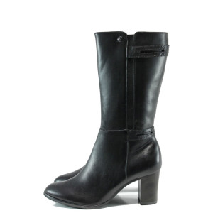 Черни дамски ботуши, естествена кожа - всекидневни обувки за есента и зимата N 10009555