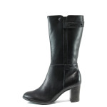 Черни дамски ботуши, естествена кожа - всекидневни обувки за есента и зимата N 10009555