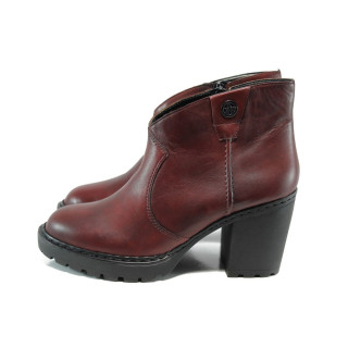 Винени дамски боти, естествена кожа - всекидневни обувки за есента и зимата N 10009588