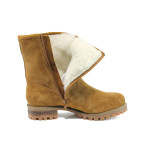 Светлокафяви дамски боти, естествен набук - всекидневни обувки за есента и зимата N 10009625
