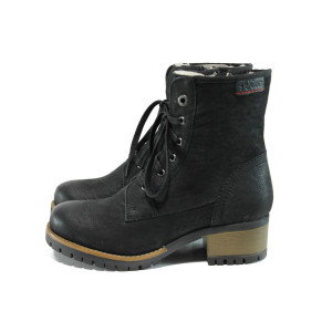 Черни дамски боти, естествена кожа - всекидневни обувки за есента и зимата N 10009627