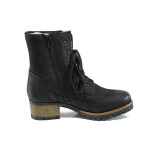 Черни дамски боти, естествена кожа - всекидневни обувки за есента и зимата N 10009627