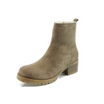 Бежови дамски боти, естествен набук - всекидневни обувки за есента и зимата N 10009628