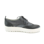 Черни дамски обувки с равна подметка и мемори пяна, здрава еко-кожа - всекидневни обувки за пролетта и есента N 10009799