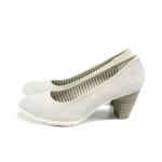 Сиви дамски обувки  с мемори пяна, със среден ток, здрава еко-кожа - всекидневни обувки за пролетта и есента N 10009801