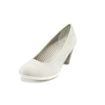 Сиви дамски обувки  с мемори пяна, със среден ток, здрава еко-кожа - всекидневни обувки за пролетта и есента N 10009801