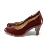 Червени дамски обувки с висок ток, лачена естествена кожа - всекидневни обувки за целогодишно ползване N 10007881