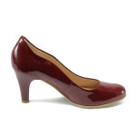 Червени дамски обувки с висок ток, лачена естествена кожа - всекидневни обувки за целогодишно ползване N 10007881