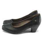 Черни дамски обувки със среден ток, здрава еко-кожа - всекидневни обувки за целогодишно ползване N 10007879