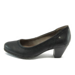 Черни дамски обувки със среден ток, здрава еко-кожа - всекидневни обувки за целогодишно ползване N 10007879