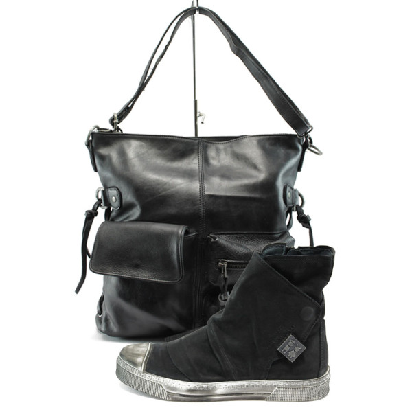 Черен комплект обувки и чанта - удобство и стил за пролетта и есента N 10008014