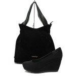 Черен комплект обувки и чанта - удобство и стил за пролетта и есента N 10008017