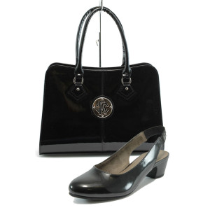 Черен комплект обувки и чанта - удобство и стил за пролетта и есента N 10008018