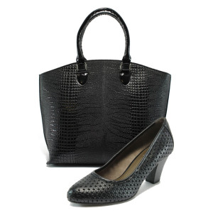 Черен комплект обувки и чанта - удобство и стил за пролетта и есента N 10008020