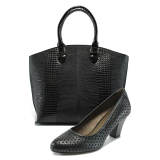 Черен комплект обувки и чанта - удобство и стил за пролетта и есента N 10008020
