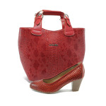 Червен комплект обувки и чанта - удобство и стил за пролетта и есента N 10008021