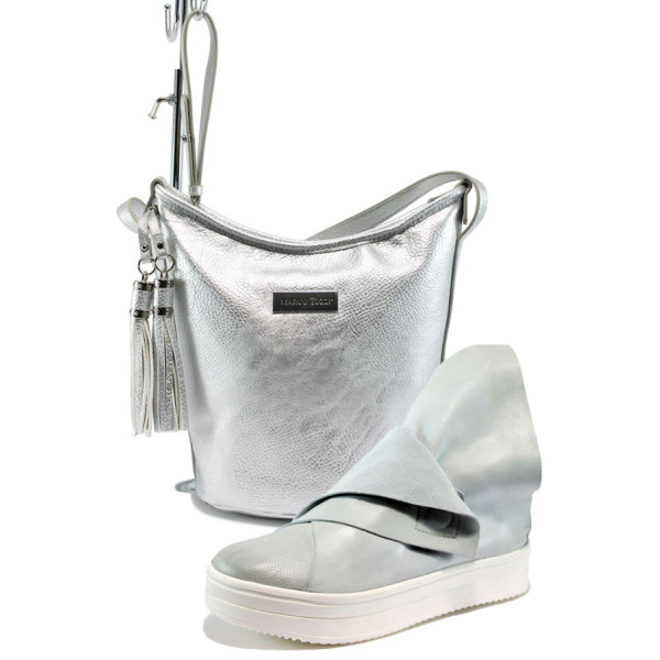 Бял комплект обувки и чанта - спортен стил за пролетта и лятото N 10008035