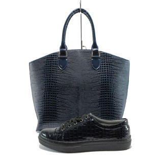 Син комплект обувки и чанта - удобство и стил за пролетта и есента N 10008041