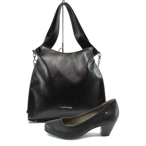 Черен комплект обувки и чанта - удобство и стил за пролетта и лятото N 10008063