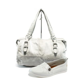 Бял комплект обувки и чанта - удобство и стил за пролетта и есента N 10008209