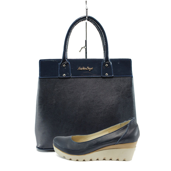 Син комплект обувки и чанта - удобство и стил за пролетта и есента N 10008215
