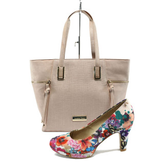 Розов комплект обувки и чанта - удобство и стил за пролетта и есента N 10008233