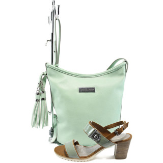 Зелен комплект обувки и чанта - елегантен стил за лятото N 10008241