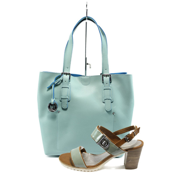Зелен комплект обувки и чанта - елегантен стил за лятото N 10008243
